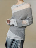 Autumn Patchwork Turtleneck Women Sweaters Y2k Loose Hollow Out Pullovers See Through Knitted Sweater Tops Y2k Clothing