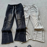 Y2K Vintage Zipper Women Sweatpants Harajuku Baggy Letter Jogging Pants Man American Retro Hip Hop Trousers Streetwear