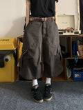 Vintage Cargo Shorts Women Oversized Y2k Grunge Cropped Pants Wide Leg Hip Hop Style Streetwear Baggy Pockets Short Pant