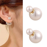 Fashion Double-sided Big Small Pearl Ball Stud Earrings For Women Temperament Earrings Elegant Ladies Party Banquet Jewelry Gift