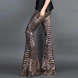 DERMEARNE Sequin High Waist Skinny Flare Pants Streetwear Wild Basic Slim 2025 Trend Patchwork Casual Summer New Women's Pants