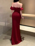 DERMEARNE Sexy Bodycon Long Dresses for Women Wedding Evening Party Prom Robe Ruffles Slash Neck High Split Hollow Out Summer New Vestido