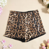 DERMEARNE Sexy Sequined Beaded Shorts Women's New Leopard Print Elastic Hot Pants Booty Shorts