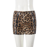 DERMEARNE Sexy Sequined Beaded Shorts Women's New Leopard Print Elastic Hot Pants Booty Shorts