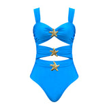 DERMEARNE Sexy Starfish Bikini Set With Skirt Women Two-Pieces Swimsuit 2025 New High Fork Skirt Set Biquini Swimwear For Girl Clothing