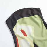 DERMEARNE Sexy Strapless Backless Printed Long Dress Women Fashion Sleeveless Off Shoulder Vestidos 2025 Summer Lady Party Evening Robes