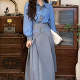 Two piece sets womens outifits Suit 2024 spring new fashion striped shirt high waist slim suit shorts two-piece suit.