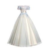 DERMEARNE Colorful Wedding Dress with One Shoulder and Fluffy Skirt New Elegant Strap Long Performance Dress, Art Exam Student Solo Dress