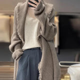Women's Cashmere Knitted Cardigan Autumn Winter Lazy Loose Casual Fashion Sweaters New Simple All-match Knitwear