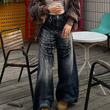 Y2k America Style Oversized Jeans Woman High Street Harajuku Baggy Denim Vintage Gothic Grunge Aesthetic Trousers