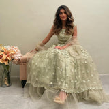 Xijun Dubai Lace Appliques Embroidery Flower Tulle Evening Dresses A-Line Pleat Ruched Saudi Arabic Women Formal Party Prom Gown