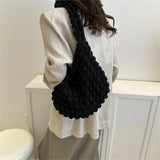 Cloud Shoulder Bag Girls Solid Color Large Capacity Crossbody Bag Underarm Bag Fashion Commuter Pleated Bubbles Handbag