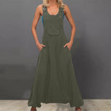 Women's Halter Jumpsuit Sleeveless Harem Pants Side Pocket Loose Workwear Long Jumpsuits Casual Cloth Female Vintage Rompers