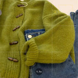 Vintage Soft Supple Round Neck Sweater Knitted Cardigan Jacket For Women Spring Autumn Idle Style Top