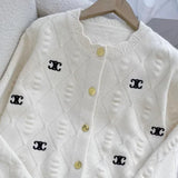 DERMEARNE Short Sweater Coat Women's Fall 2025 New Loose and Thin Sweet Cute Foreign Style Small Fragrance with Knitted Cardigan Top