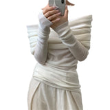 DERMEARNE Slash Neck Sweater Women Tops Knitted Slim Basic All-match Sexy Elegant Off Shoulder Autumn Winter Long Sleeve Pullovers Female