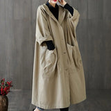 DERMEARNE Spring Autumn Trench Coat Woman 2025 Korean Single-Breasted Mid-Long Women Trench Overcoat Khaki Windbreaker Pocket Female