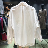DERMEARNE Spring Fashion Long Sleeve Shirt Pointed Collar Office Lady Blouse Office Women Shirts Turn Down Collar Loose Clothing 15630