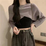 DERMEARNE Spring Summer Criss-cross Short Women Loose Sweater Fashion All-match Knitted Pullovers 2025 New Harajuku Casual Crop Clothing