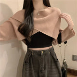 DERMEARNE Spring Summer Criss-cross Short Women Loose Sweater Fashion All-match Knitted Pullovers 2025 New Harajuku Casual Crop Clothing