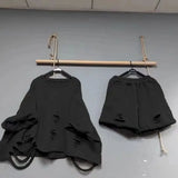 DERMEARNE Spring/Summer Pullovers Sets Women Beggar Hole Loose Oversized Short Sleeve Top and Wide Leg Shorts Fashion Casual Two Piece Set