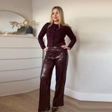 DERMEARNE Street Sequin Pants Women Loose High Waist Wide Legs Shiny Trousers Female 2025 Spring Fashion Straight Chic Streetwears Lady