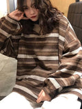 DERMEARNE Striped Sweaters Women Oversize Pullovers Autumn Winter Knit Sweater Hip Hop Ulzzang BF Unisex Jumper Ladies Retro Couples Tops