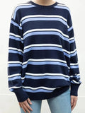 DERMEARNE Striped Thick Knitted Jumpers Women Autumn O-neck Fashion Casual Streetwear Loose Pullovers Tops Chic Vintage Sweet Y2K Sweaters