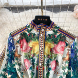 DERMEARNE Summer Autumn Holiday Muslims Floral Maxi Chiffon Dresses Shirt Women's Lantern Long Sleeve Belt Print Loose Vestidos Midi Robe