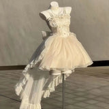 DERMEARNE Summer New French Fashionable, Waist Wrapped, Slim and Slim Slim Sparkling Tailed Dress Short Skirt for Women