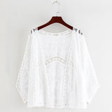 DERMEARNE Summer Shawl-Style Blouse Women'S Bat Shirt Thin Sun Protection Clothing Lace Shirt With Suspender Skirt Cardigan Jacket