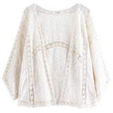 DERMEARNE Summer Shawl-Style Blouse Women'S Bat Shirt Thin Sun Protection Clothing Lace Shirt With Suspender Skirt Cardigan Jacket