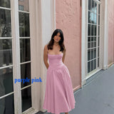 DERMEARNE Suninheart Elegant Spaghetti Strap Midi Dress Slim A Line Party Dresses Navy Blue Casual Birthday Holiday Dress Women's clothing