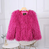 DERMEARNE TARUXY Fashion Luxury Cropped Faux Fur Coat Women's Winter 2025 Ins Hot Fluffy Short Faux Fur Jacket Street Style Warm Outwear