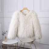 DERMEARNE TARUXY Fashion Luxury Cropped Faux Fur Coat Women's Winter 2025 Ins Hot Fluffy Short Faux Fur Jacket Street Style Warm Outwear