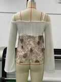 DERMEARNE Top Y2K Lolita Tops Off Shoulder Cyber Lace Top Exposure Simple Clothes 2025 Off White Women Gyaru Long Sleeve Clothes for Women