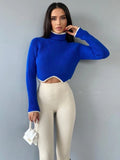 DERMEARNE Tossy Cropped Turtleneck Sweaters For Women Knit Long Sleeve Slim Pullover 2022 New Patchwork Knitwear Crop Sweater Jumper