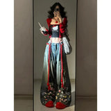 DERMEARNE Trendy High Waisted Wide Leg Jeans Women's Fall Winter Cartoon Graffiti Loose Fit Trousers with Draping Effect baggy jeans women