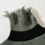 DERMEARNE Turtleneck Necklace Designer Thick Sweaters for Women Y2k Frayed Ripped Vintage Gothic Tops Winter Fashion Aesthetic Clothing
