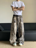 DERMEARNE Vintage Aesthetic Emo Loose Washed Pants 2025 Autumn Women's Casual Harajuku Style Jeans Y2K Wide Leg Punk Baggy Denim Trouser