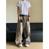 DERMEARNE Vintage Aesthetic Emo Loose Washed Pants 2025 Autumn Women's Casual Harajuku Style Jeans Y2K Wide Leg Punk Baggy Denim Trouser