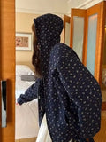 DERMEARNE Vintage Full Floral Printed Hooded Sweatshirt Jacket Women Spring Autumn Loose Fleece Long Sleeve Cardigan Hoodies Casual Coats