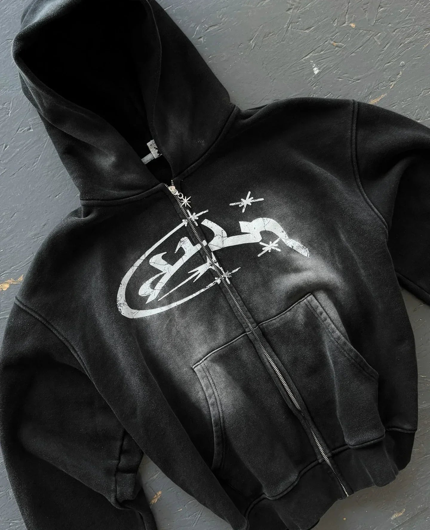 Dermearne Vintage Washed Zipper Hoodie Y2K Jacket Men Women Harajuku Hip Hop Retro Striped Patch Embroidery Oversized Hoodie Rock Clothes