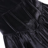 DERMEARNE WannaThis Velvet Square Corset A Line Women Formal Dress Bodycon Long Sleeve New Year Elegant Autumn Party Sexy Lady Mini Dress