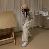 DERMEARNE Wide Leg Corduroy Pants Women Casual Aesthetic Baggy Trousers Autumn Warm Velvet Pantalones De Mujer Japanese Style High Waist