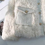 DERMEARNE Winter 2025 Lamb Wool Fur Jacket for Women sheepskin coat Thick Warm Short Cashmere Coat Cotton Faux Fur Jacket Female
