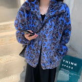 DERMEARNE Winter 2025 Korean Version Loose Warm Lamb Hair women Short Coat Female Leopard Fur Plush Coat