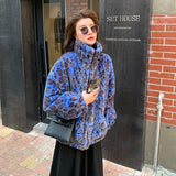 DERMEARNE Winter 2025 Korean Version Loose Warm Lamb Hair women Short Coat Female Leopard Fur Plush Coat
