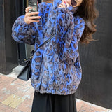 DERMEARNE Winter 2025 Korean Version Loose Warm Lamb Hair women Short Coat Female Leopard Fur Plush Coat