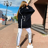 DERMEARNE Winter Chic Oversized Tracksuit Back Zipper Long Hoodie + Pants Set Street Sportswear Pullover Hip-Hop Two-Piece Women Outfits